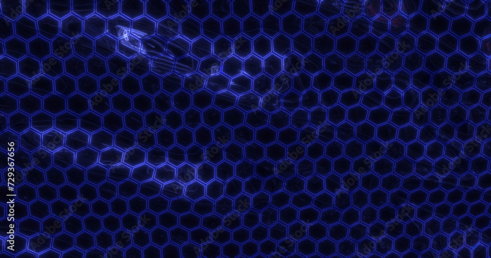 Abstract energy metal blue cells hexagons with waves background Abstract energy metal blue cells hexagons with waves background