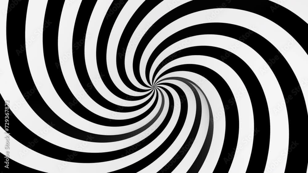 Abstract background with endless black and white hypnotic spiral. Seamless loop. 4k Abstract background with endless black and white hypnotic spiral. Seamless loop. 4k