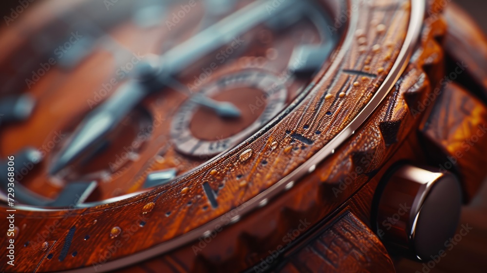 Detailed texture of mahogany wood grain on a classic watch background - obrazy, fototapety, plakaty 