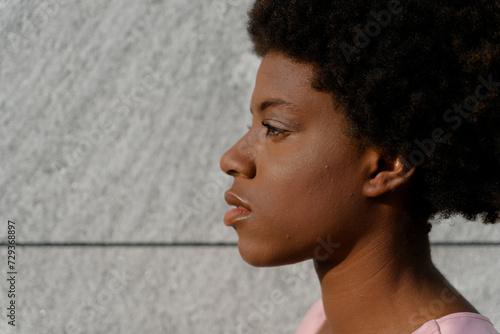 Black girl outdoors, Milano, Italy. photo