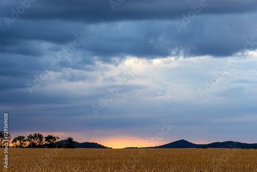 Landschaft Harz mit Sonnenuntergang