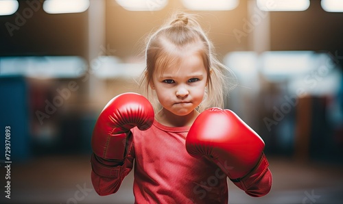 Little Girl Wearing Red Boxing Gloves © uhdenis