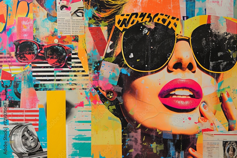 Foto auf Acrylglas mit Pop Art Magazine Collage #729371047