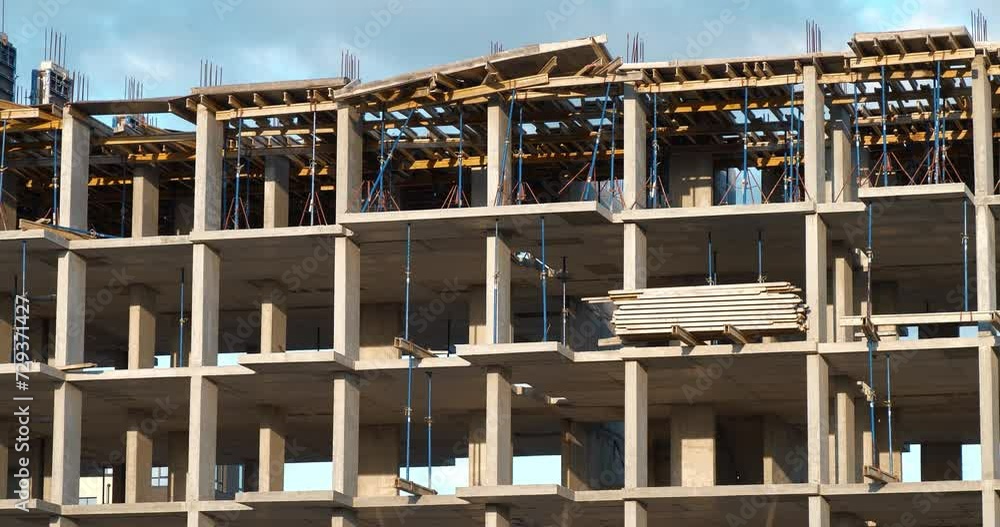 Building under construction. Cinema 4K 60fps zoom-out video Building under construction. Cinema 4K 60fps zoom-out video