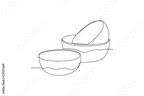 One continuous line drawing of Mug and Plate concept. Doodle vector illustration in simple linear style.