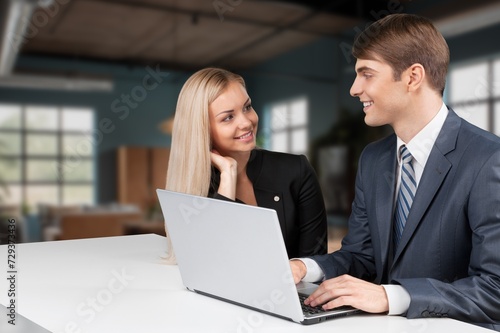 Mature business people manager consulting client