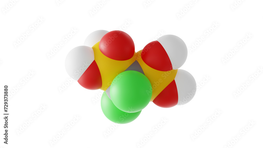 clodronic acid molecule, first generation bisphosphonate, molecular structure, isolated 3d model van der Waals