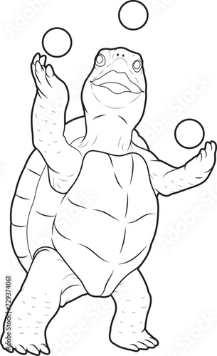 Turtle Juggler Juggle Animal Vector Graphic Art Illustration