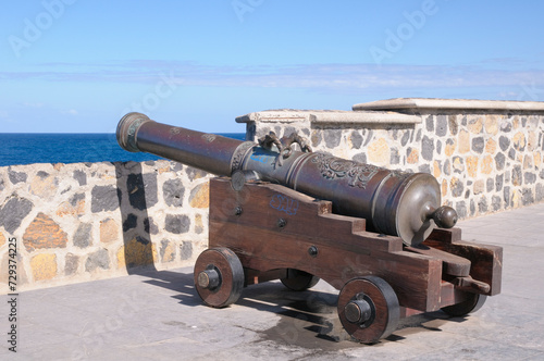 Obraz na płótnie Festungsmauer der Plaza Europa, Puerto de la Cruz, Teneriffa, Kanarische Inseln, Spanien, Europa w salonie