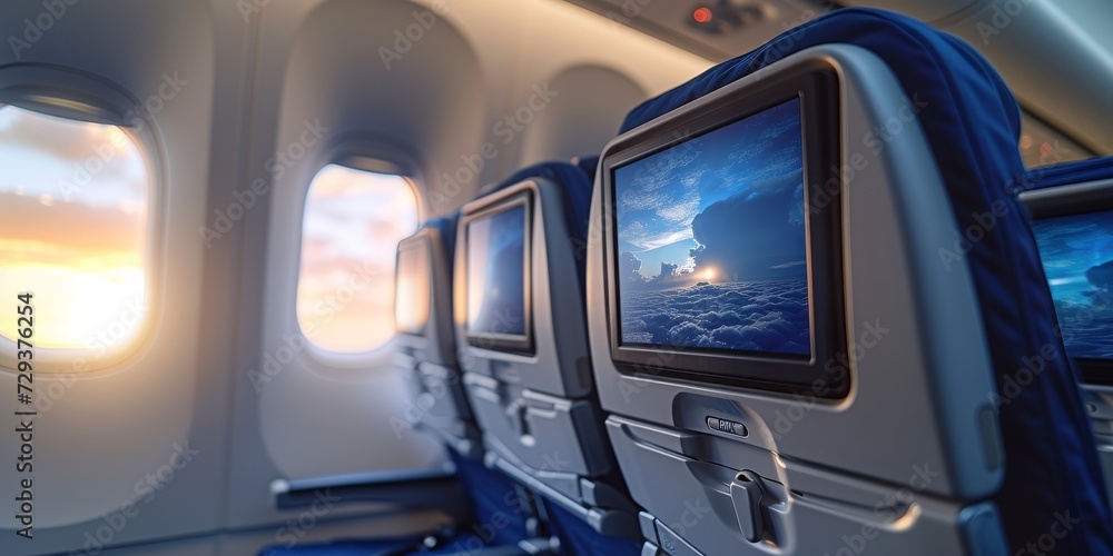 Serene Dawn at 30,000 Feet: A View of Sunrise Over Clouds Through an Airplane Window, Offering a Moment of Peace and Reflection During Flight, Generative AI Serene Dawn at 30,000 Feet: A View of Sunrise Over Clouds Through an Airplane Window, Offering a Moment of Peace and Reflection During Flight, Generative AI