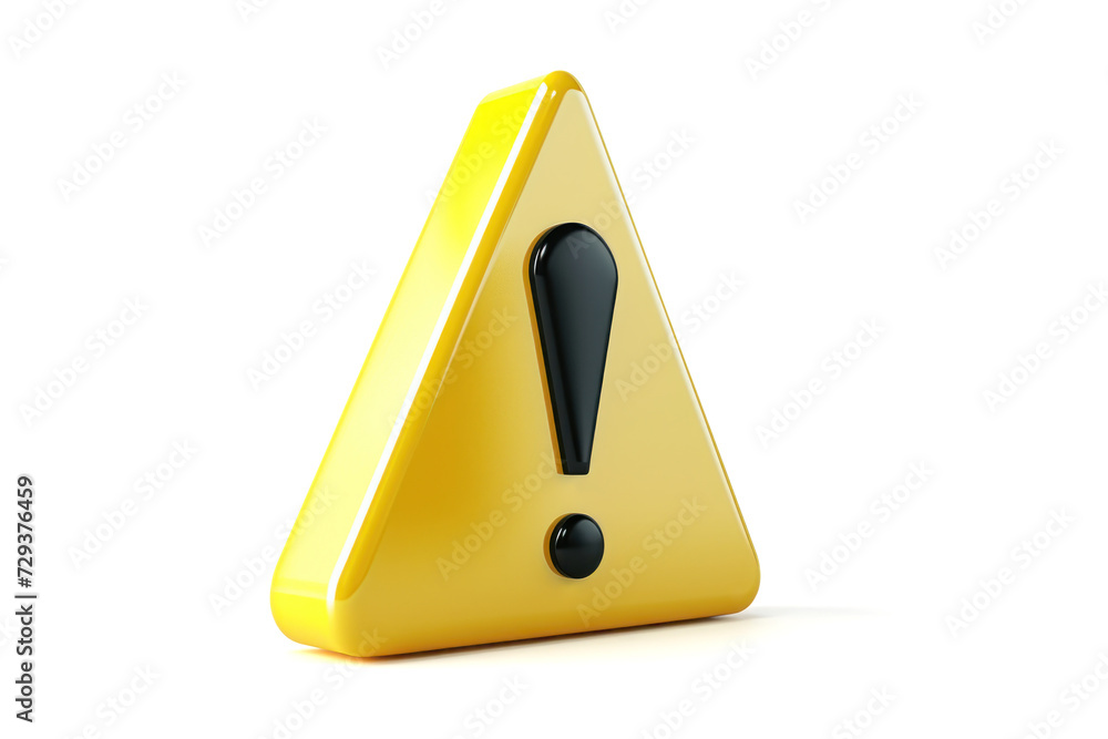 Warning Triangle Sign with Exclamation Mark: Caution, 3D icon Realistic Style red glossy, isolated on white background with clipping path Warning Triangle Sign with Exclamation Mark: Caution, 3D icon Realistic Style red glossy, isolated on white background with clipping path