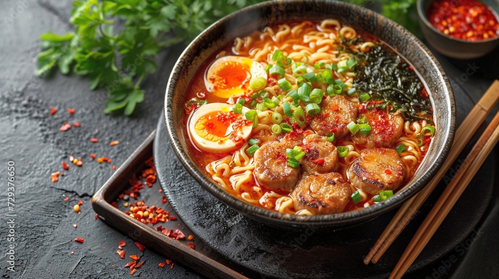 辛いラーメンチキンエッグスープ