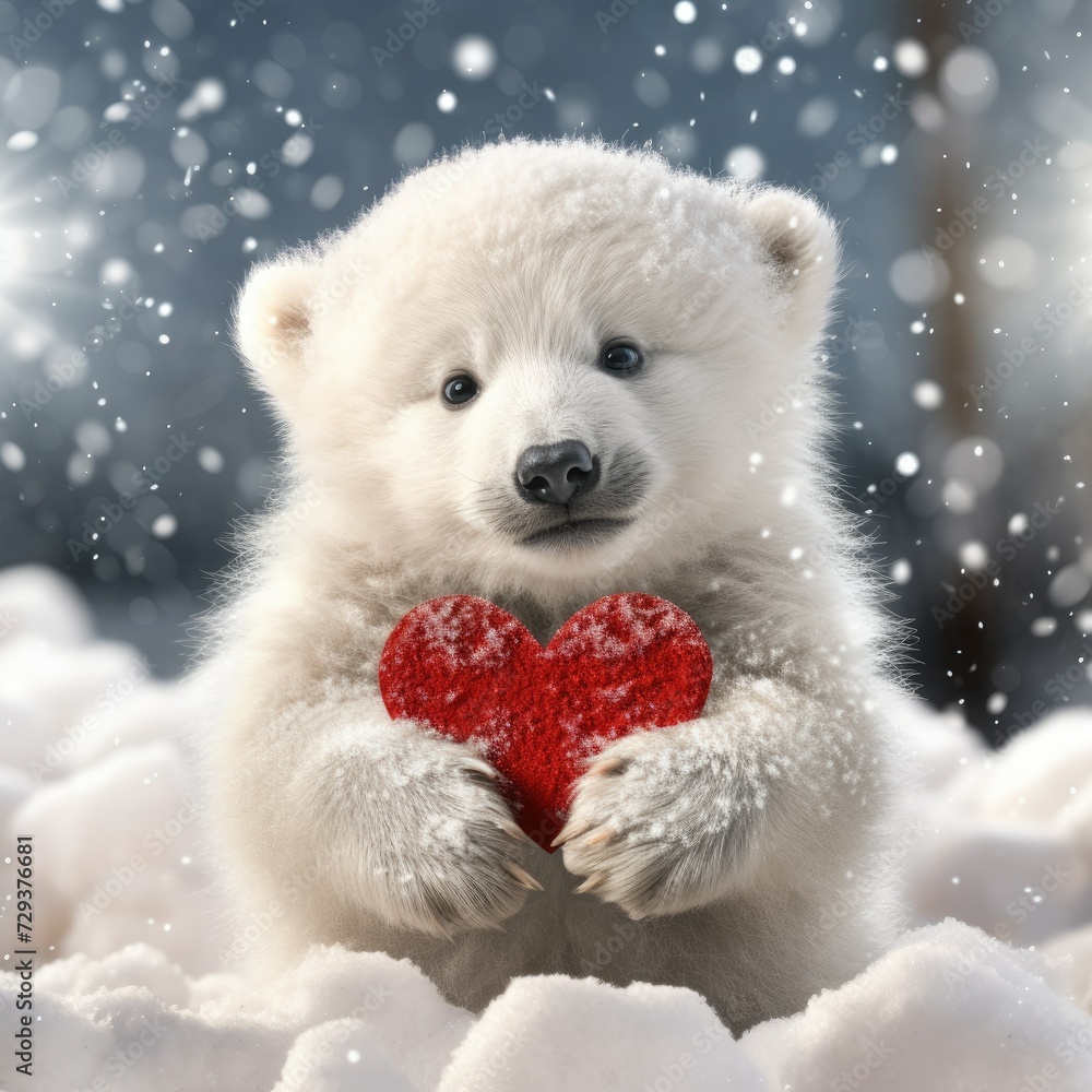 Cute white bear with red heart valentine card. Illustration for Valentine's Day, birthday, Women's Day, wedding. Romantic picture with a heart and a teddy bear. Cute white bear with red heart valentine card. Illustration for Valentine's Day, birthday, Women's Day, wedding. Romantic picture with a heart and a teddy bear.