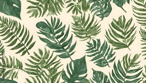 seamless plants pattern illustration, varies leaves, great for cards, gift packing and background for st patrick day concept created with generative ai