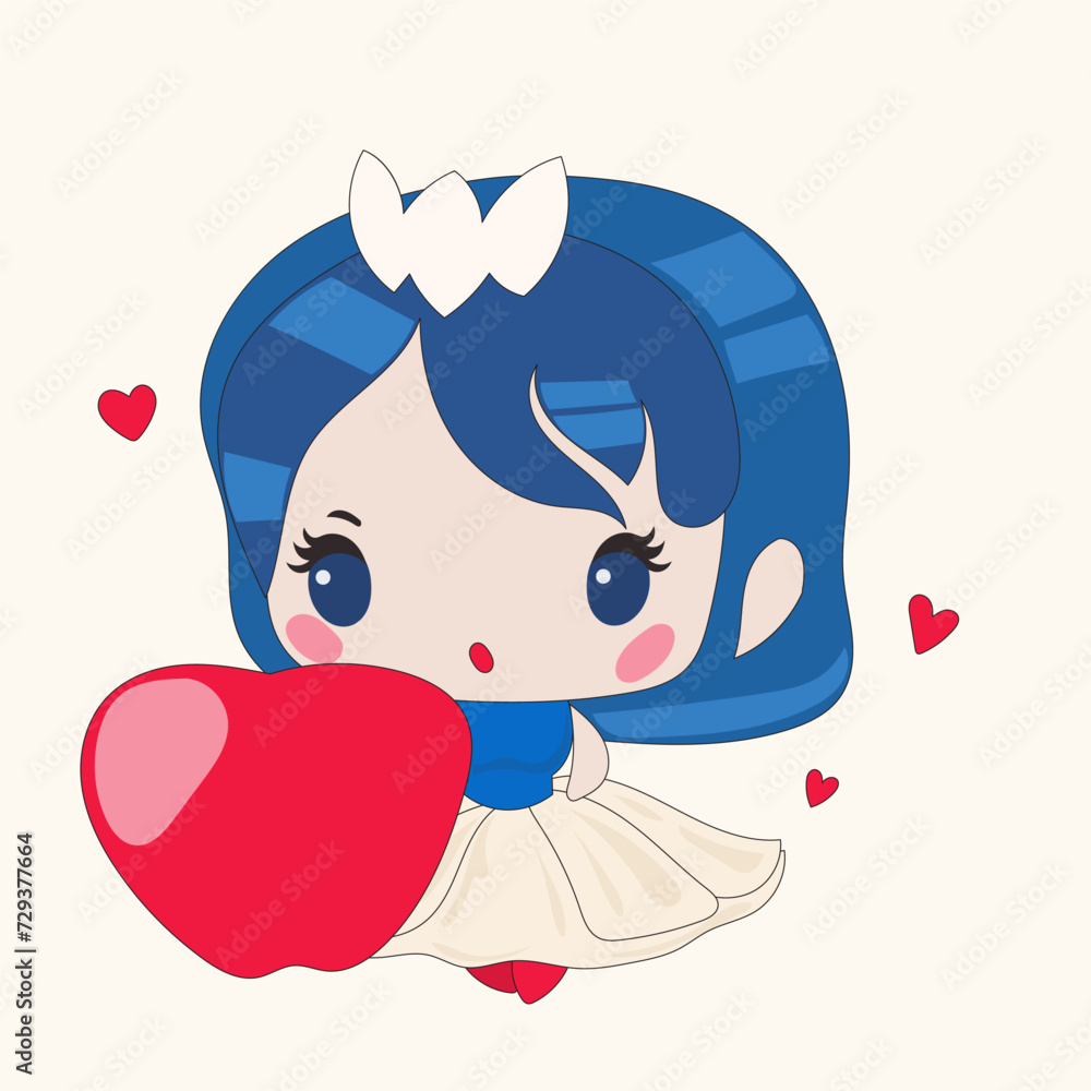 Kawaii Cute Doll Little Princess Cartoon Woman Character Doodle Bright Vector Illustration Kawaii Cute Doll Little Princess Cartoon Woman Character Doodle Bright Vector Illustration