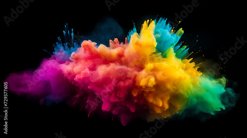 Indian Happy Holi concept, colorful powder background, blue, yellow, pink