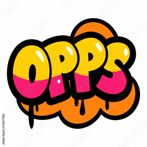 The word OOPS in street art graffiti lettering vector image style on a white background.