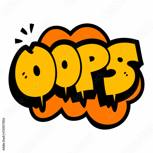 The word OOPS in street art graffiti lettering vector image style on a white background.