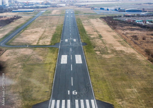 aerial view of runway