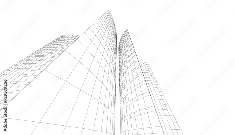 architecture design 3d vector drawing