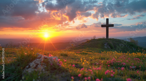 The cross of Christ on the mountain