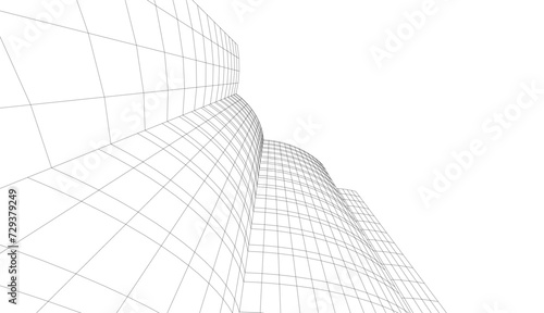 architecture design 3d vector drawing