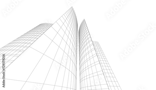 architecture design 3d vector drawing