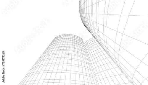 architecture design 3d vector drawing
