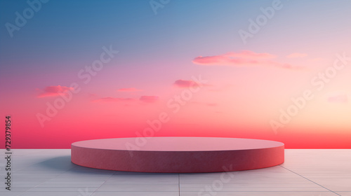 Stone Sky Clouds Sunset Horizon Evening Twilight Granite Marble Rock Platform Colorful Atmosphere Sundown Background Isolated Empty Blank Plate Podium Pedestral Table Stand Mockup Product Display Rose