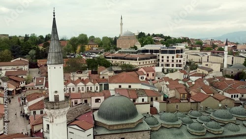 Aerial footage in old bazar in Skopje, North Macedonia photo