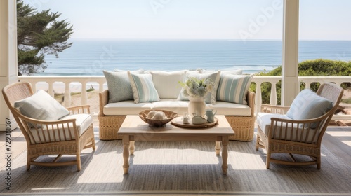 beautiful small space casual living family room soft neutral wood beams  and a gorgeous grouping of swivel color fabric chairs around a striking coffee table coastal design nature freshness home