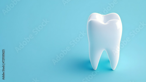 Une dent blanche sur fond bleu photo