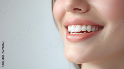 Ue femme souriante avec ses dents mises en avant pour souligner sa dentition blanche photo