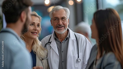 American doctor talking to family patient give good news for doctors day background - AI Generated