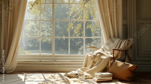 Cozy reading nook with a comfortable chair and soft light by the window