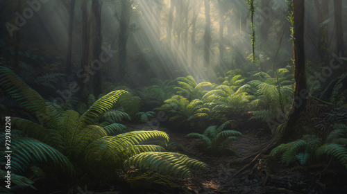 images of fern fronds reflected in a calm pond