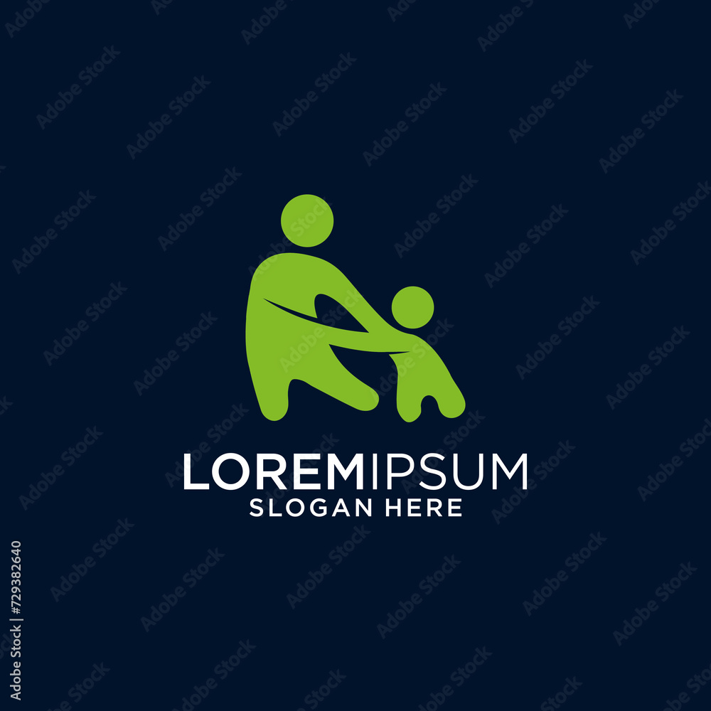 parents with children logo design graphic template