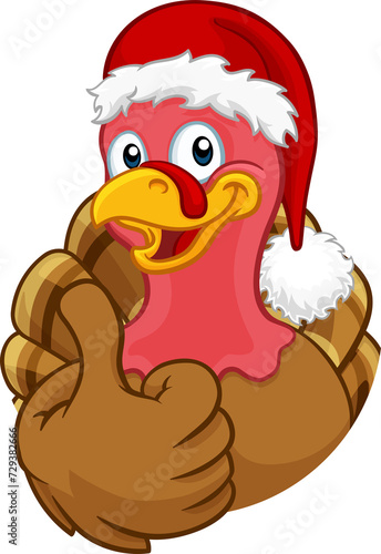 Turkey In Santa Hat Christm...