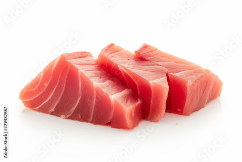 Slice of tuna isolated on white background