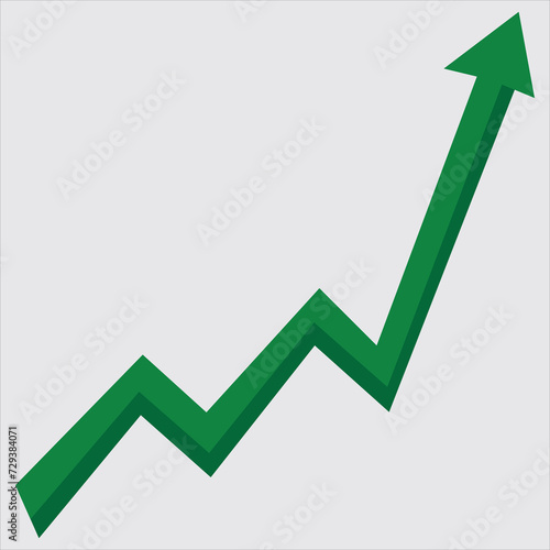 Graph going Up  sign with green arrow vector. Flat design vector illustration concept of sales bar chart symbol icon with arrow moving down and sales bar chart with arrow moving up, sales symbol icon.
