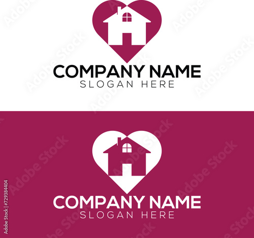 Heart Home Logo Vector