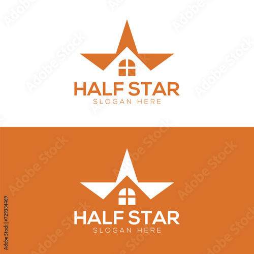 Half Star Home Logo Vector