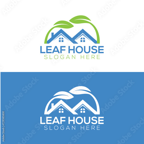 Leaf House Logo Vector 