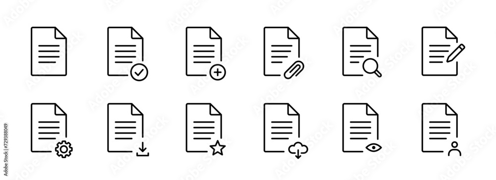 Document icons set. File signs, Document, report icons collection - vector icons Document icons set. File signs, Document, report icons collection - vector icons