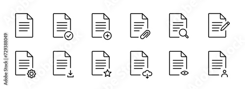 Document icons set. File signs, Document, report icons collection - vector icons
