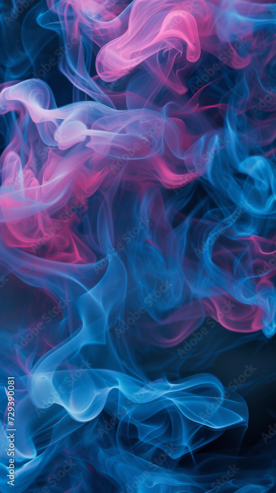 Fototapeta premium A blue, pink, and blue pattern made up of smoke.