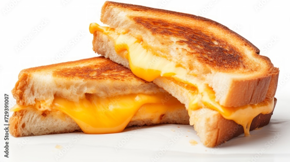 Close-up realistic photo featuring a gourmet grilled cheese sandwich on a white background Generative AI Close-up realistic photo featuring a gourmet grilled cheese sandwich on a white background Generative AI