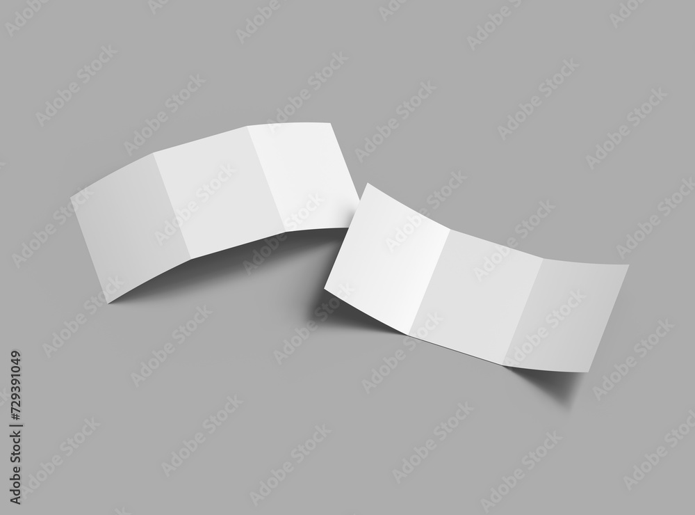 Blank Tri-fold US letter 8'5x11 inc size brochure 3d render