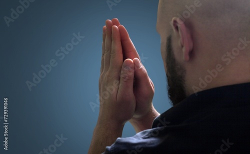 Pray, faith man asking god, religion concept