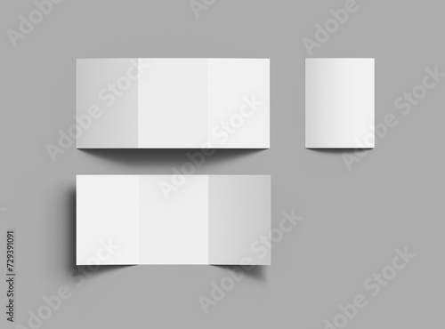 Blank Tri-fold US letter 8'5x11 inc size brochure 3d render